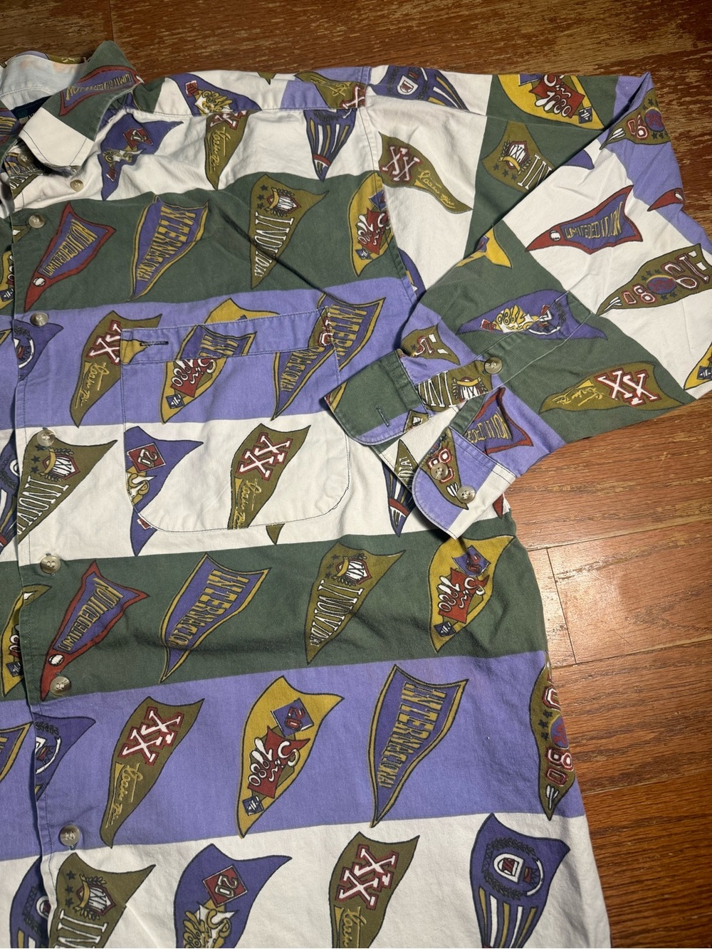 Vintage Flag AOP Graphic Button Down Long Sleeve - Picture 2 of 7